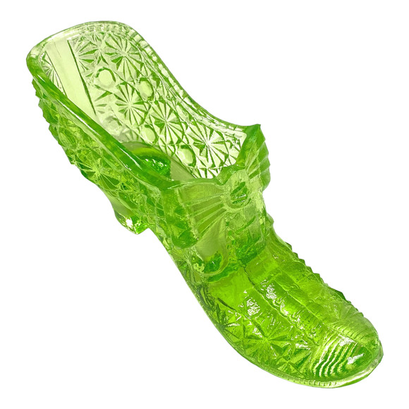 Daisy Button Bow Slipper Shoe Boyd Glass 1993-1998 Tangy Lime Vaseline GLOWS - Picture 4 of 15
